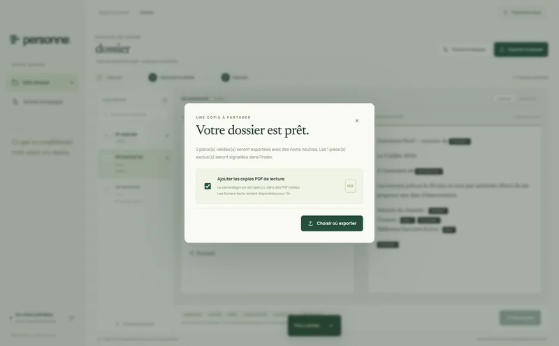 Personne: exporting the file after approving each document