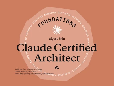 Badge officiel Claude Certified Architect Foundations délivré par Anthropic